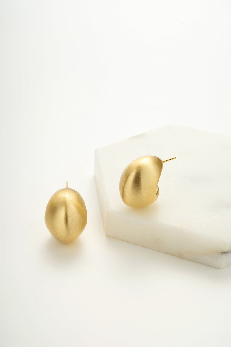 Hailey Brushed Hoop Earrings - Gold