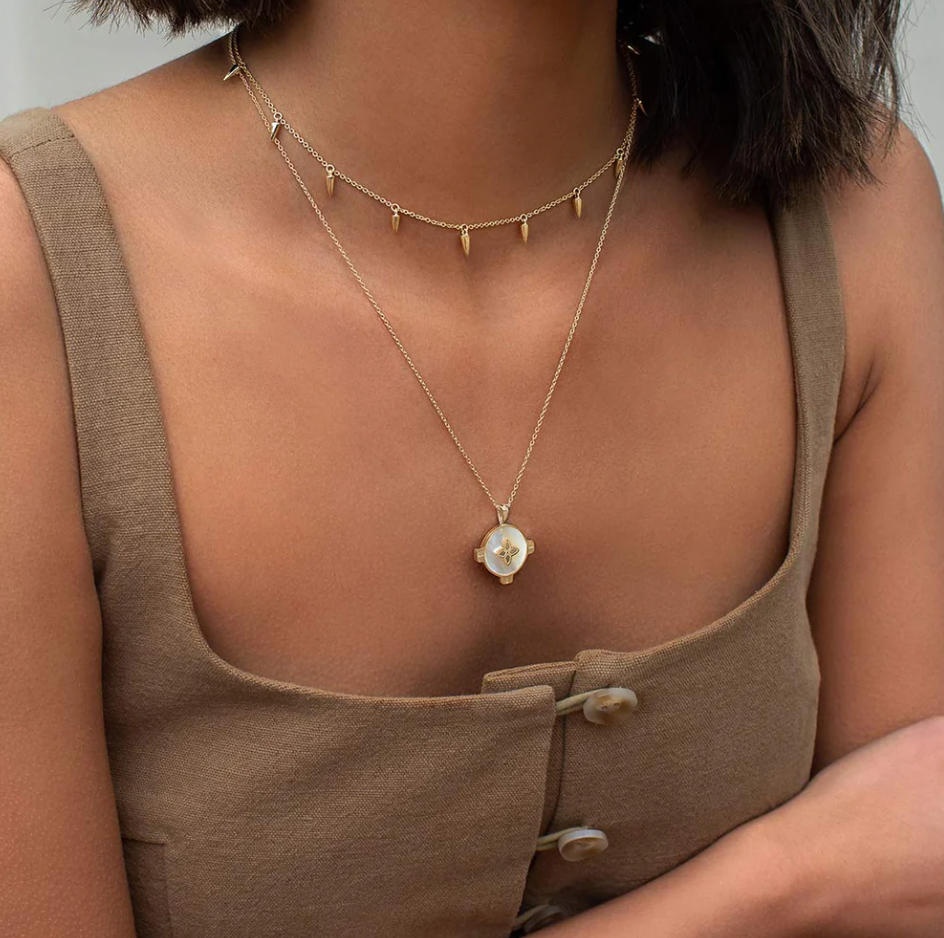 gold harmony pendant necklace with mother of pearl by murkani