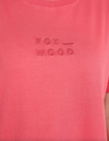 the huntleigh tee by foxwood is a faded red cotton oversized t-shirt with rolled sleeves