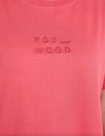 the huntleigh tee by foxwood is a faded red cotton oversized t-shirt with rolled sleeves