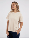 The Huntleigh oversized tee by Foxwood is a oatmeal top with a rolled sleeve