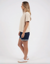 The Huntleigh oversized tee by Foxwood is a oatmeal top with a rolled sleeve