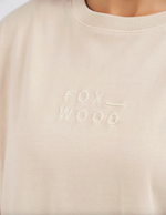 The Huntleigh oversized tee by Foxwood is a oatmeal top with a rolled sleeve