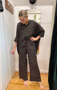 boho pants in a leopard print