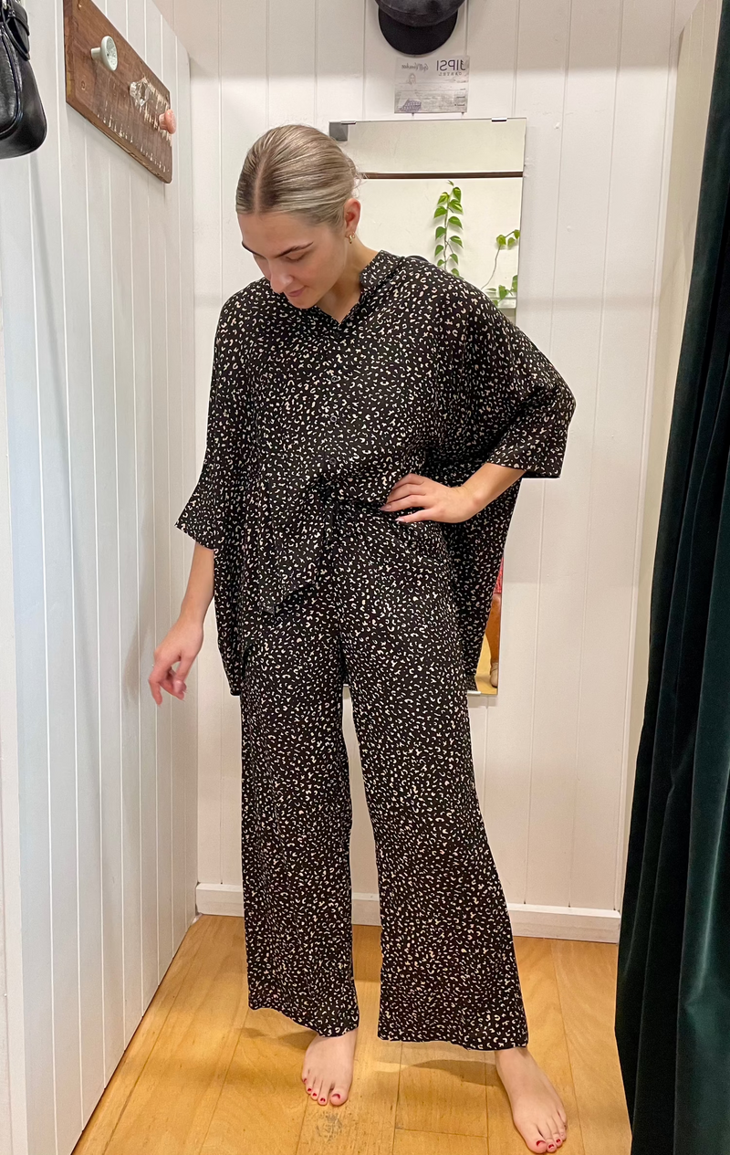 boho pants in a leopard print