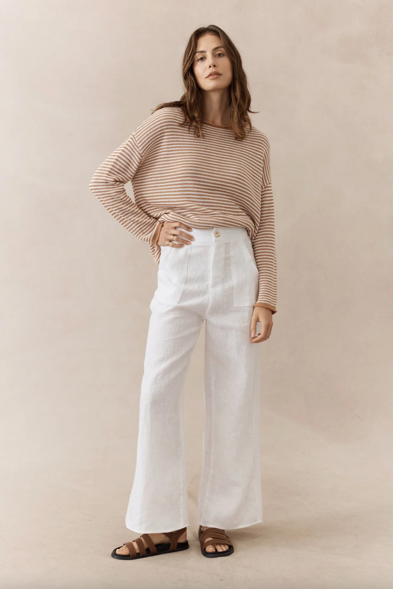 jude linen pants by little lies in white