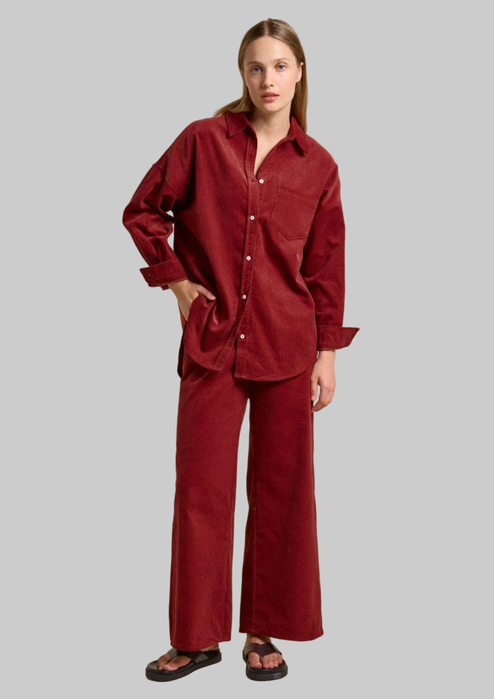 Khatie corduroy cotton wide leg pants by little lies
