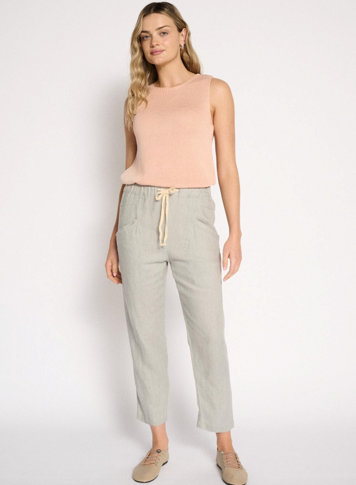 Linen Luxe Pants - Dusty Aqua