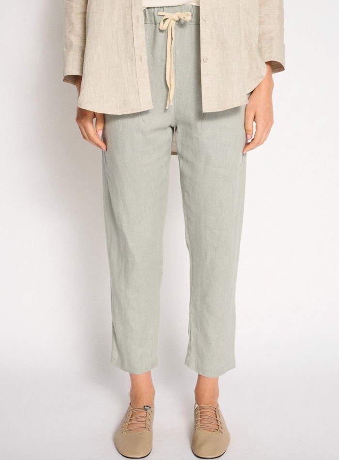 Linen Luxe Pants - Dusty Aqua