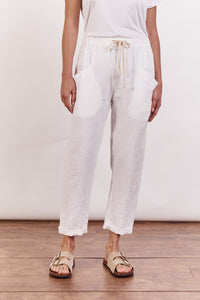 Little Lies linen luxe pants in white
