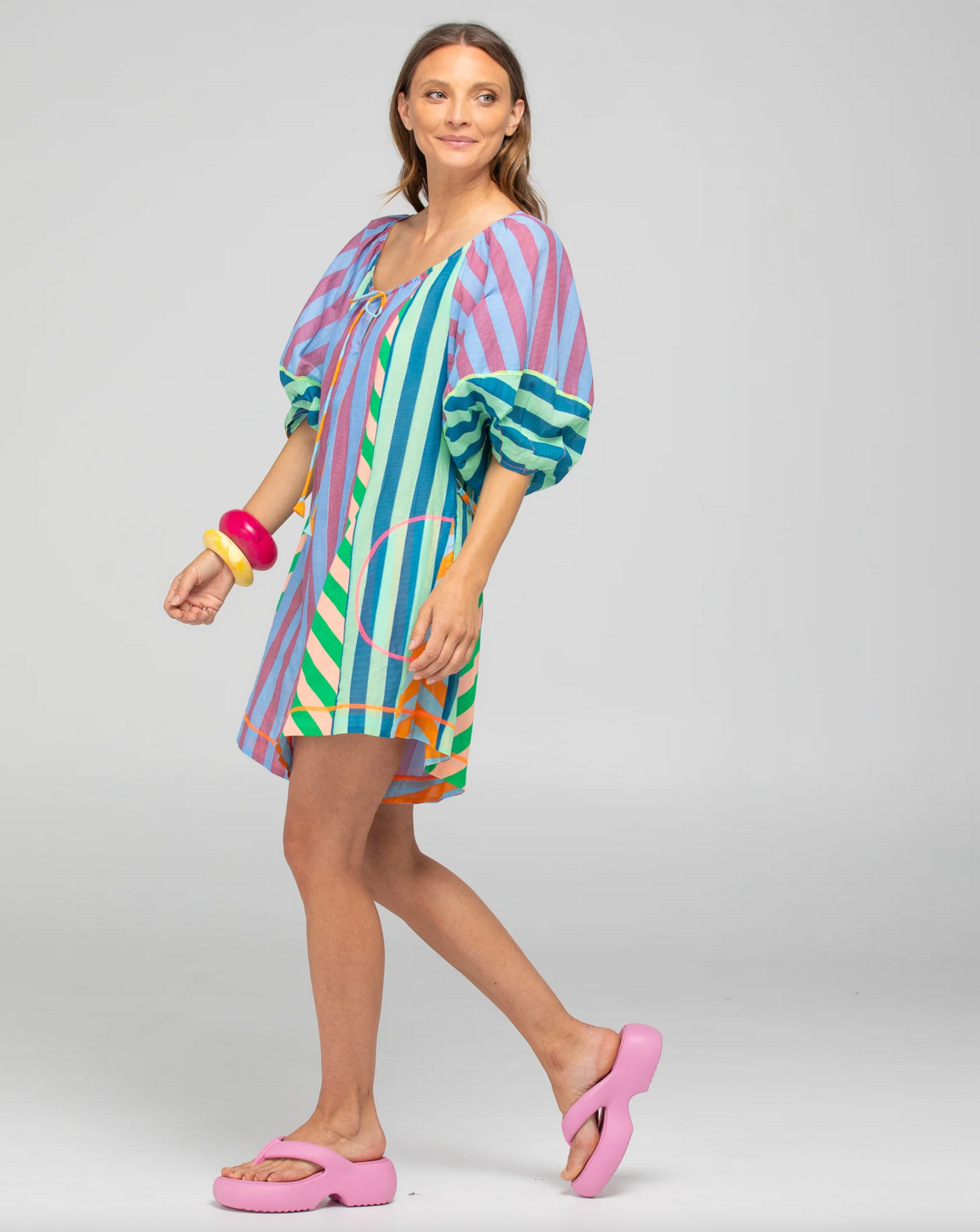 The Lucia short playsuit by Boom Shankar is a cotton stripe all one jumpsuit