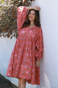 a indian block print floral dress