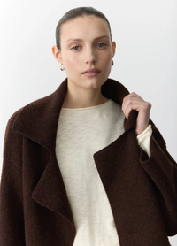 the thick knit winter mahalia coatigan by little lies in chocolate brown