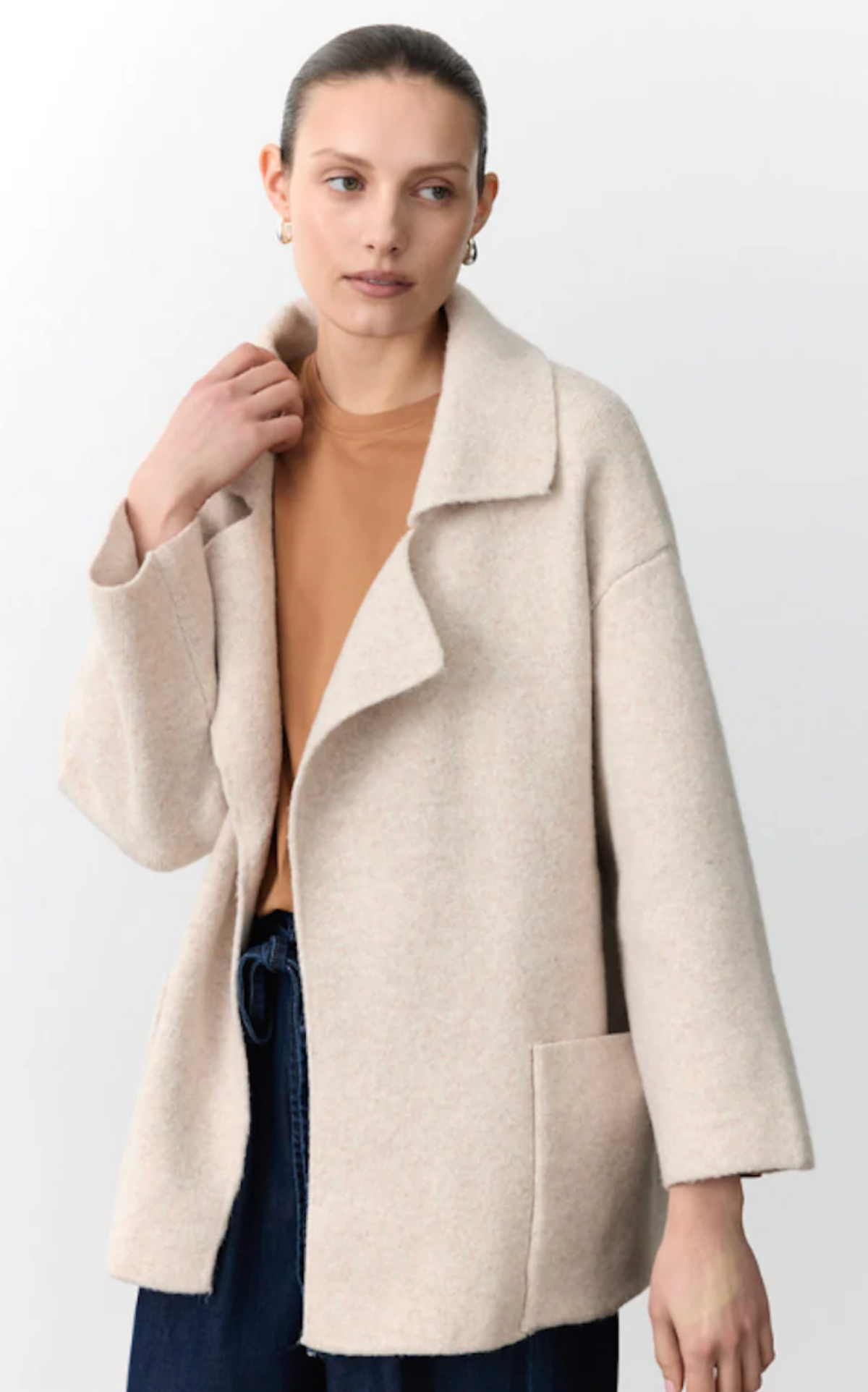 the winter knitted mahalia coatigan by little lies in oatmeal