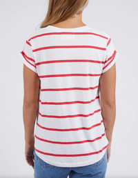 the manly stripe tee by foxwood is a cotton oversized easy wear casual t shirt in a red and white stripe
