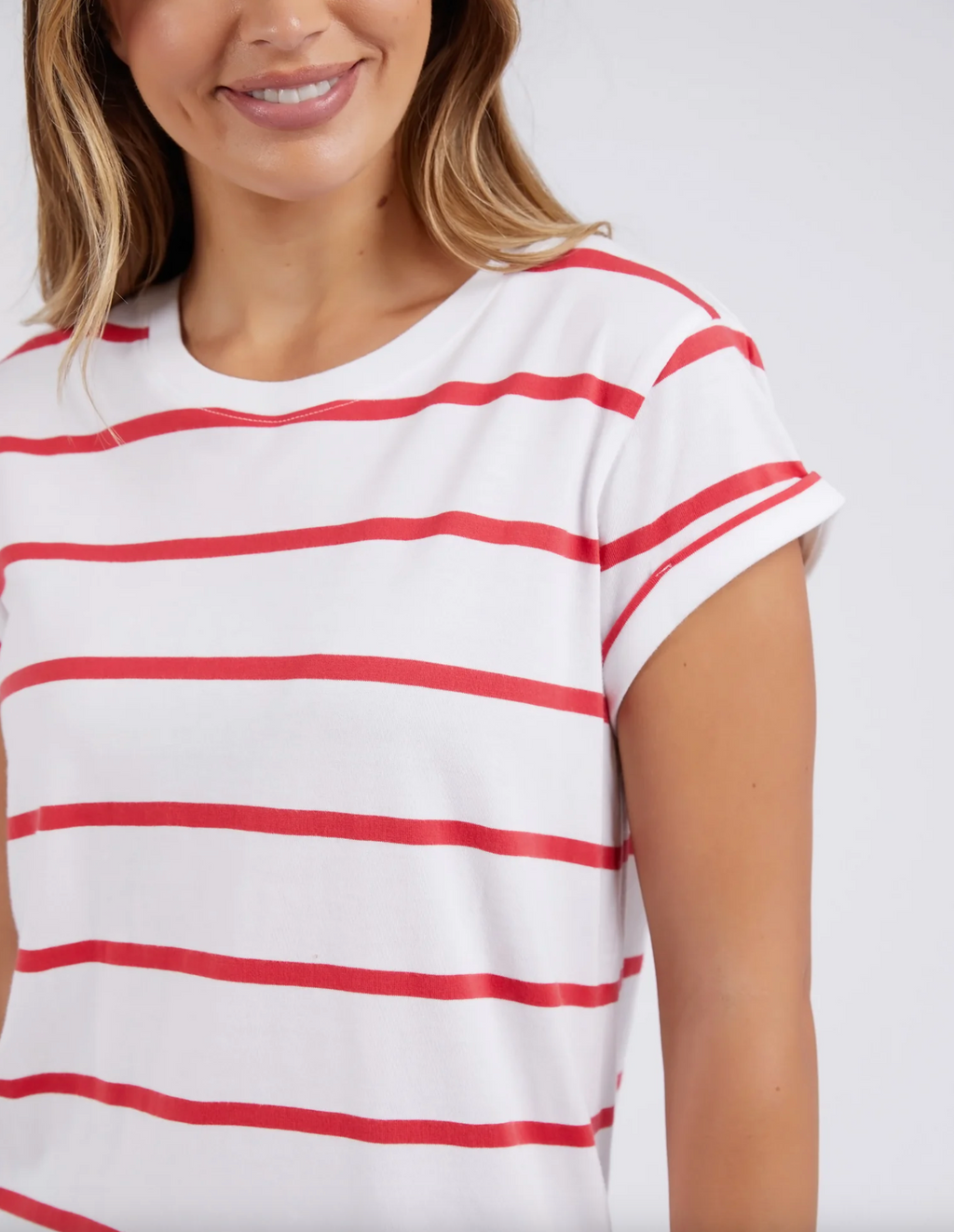 manly stripe cotton tee by foxwood in chocolate and white stripe