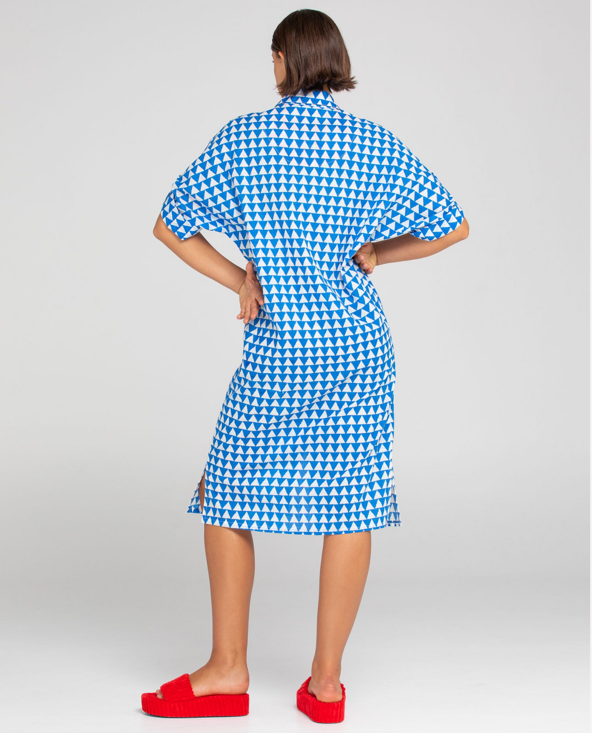 cotton geo oversized button up shirt dress by boom shankar online