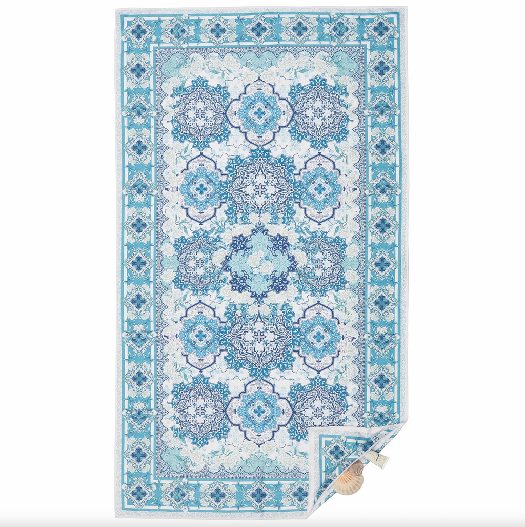 Moroccan Vintage Blue Large Premium Towel by Somerside