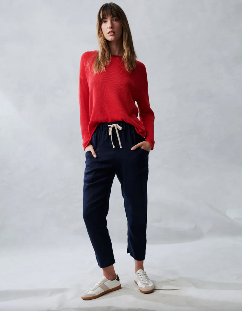 nellie top by little lies is a red cotton knit long sleeve top