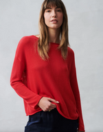 nellie top by little lies is a red cotton knit long sleeve top