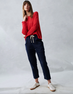 nellie top by little lies is a red cotton knit long sleeve top