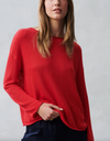 nellie top by little lies is a red cotton knit long sleeve top