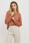 nellie top by little lies is a cotton long sleeve pull on terracotta top