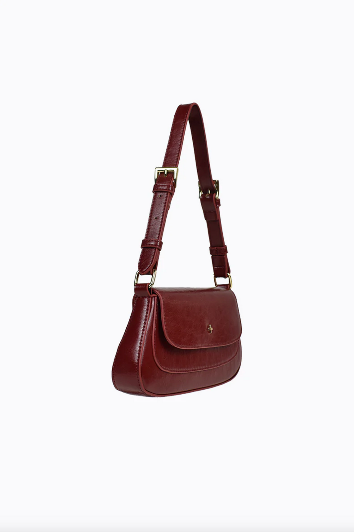 the nikki vegan shoulder bag by peta and jain in cherry red