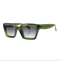 onassis sunglasses by reality eyewear with recycled frames in moss green
