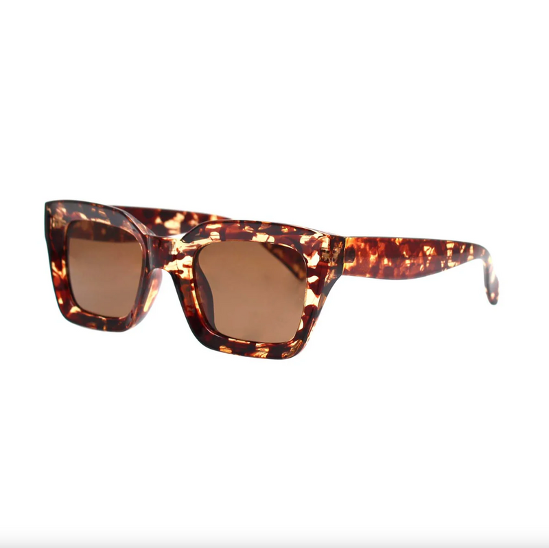onassis sunglasses by reality eyewear with recycled frames in honey turtle