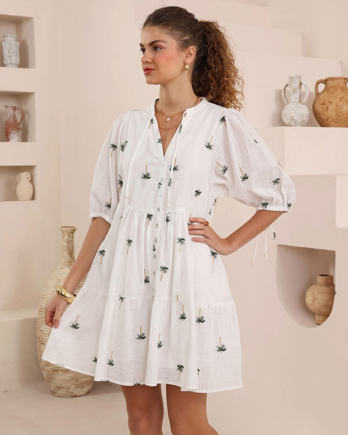 Palm Tree Babydoll Dress