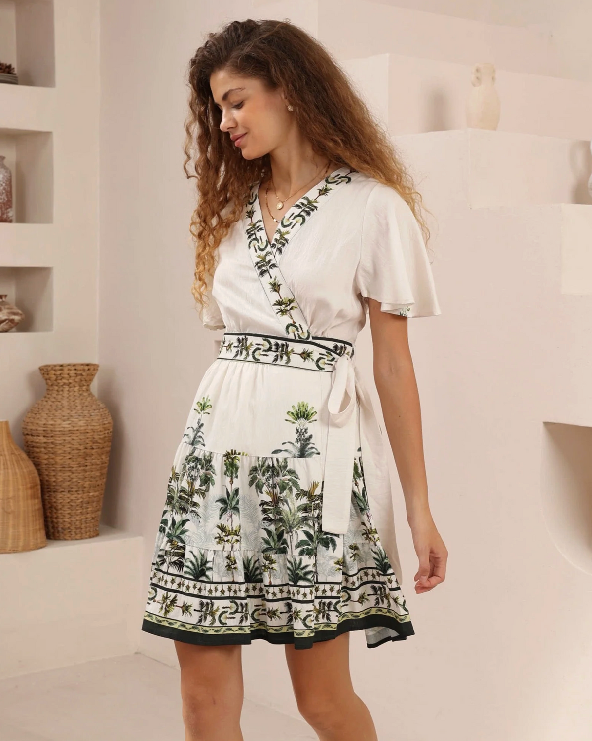 Palm Tree Wrap Dress