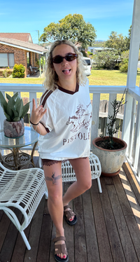 pistolera cotton white t-shirt by frankie is a oversized vintage style tee