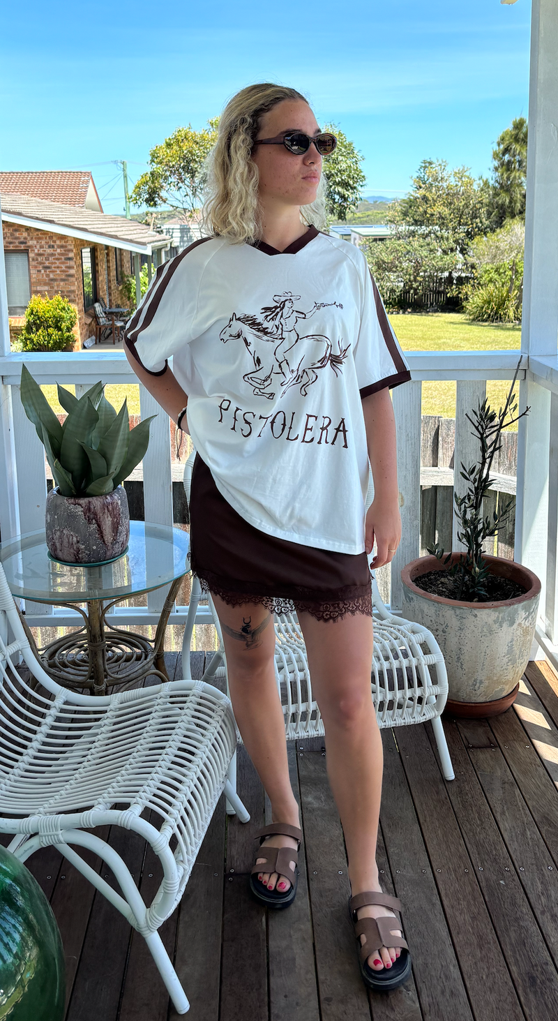 boho oversized cotton tee's cowboy style by frankie