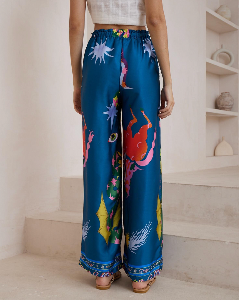 paradisio printed silky satin pants and shirt set by iris maxi