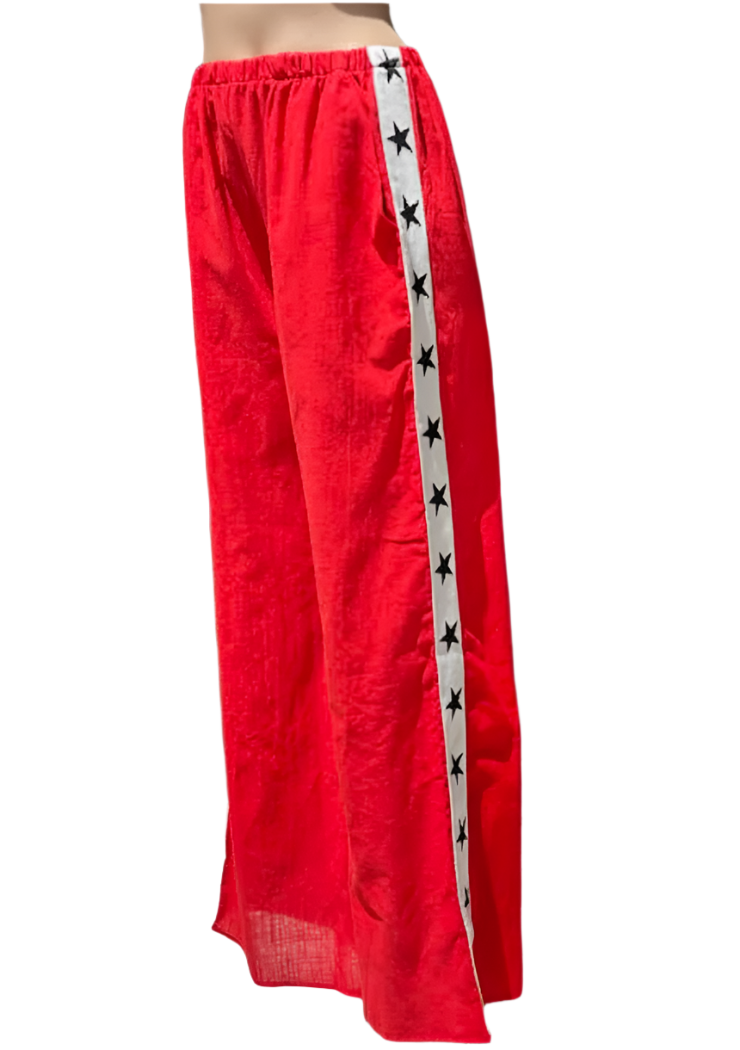 racerr stripe pants in red cotton by frankie