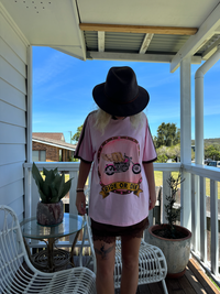 Pink cotton ride or die tee by frankie with motorcycle
