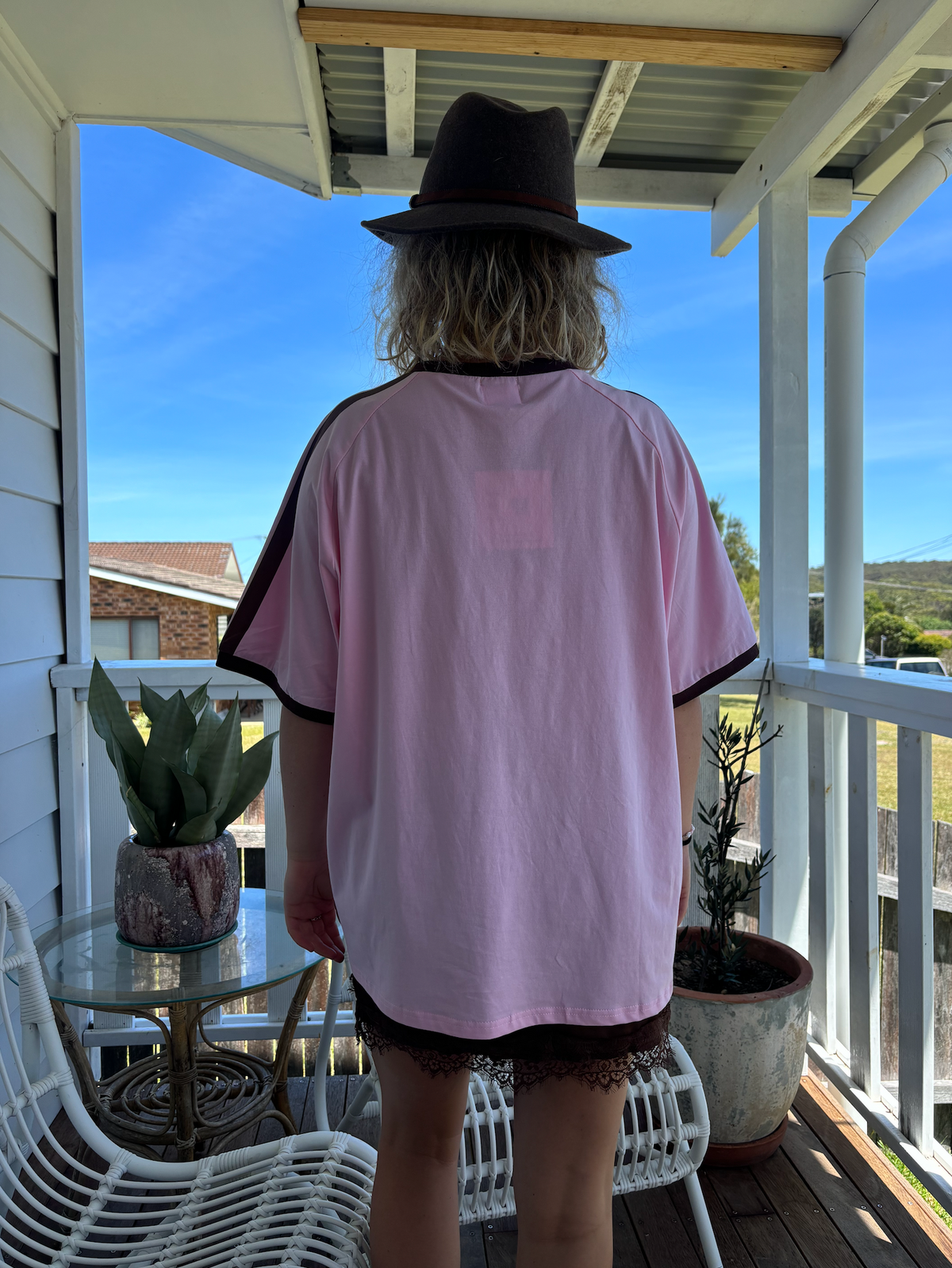 Pink cotton ride or die tee by frankie with motorcycle