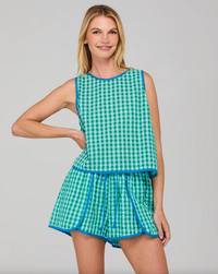 Rose top by Boom shankar is a green check seersucker cotton sleeveless top