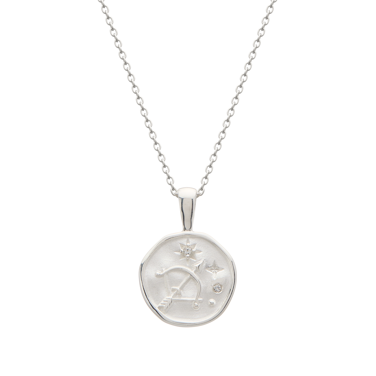 Murkani Sagittarius Necklace - Zodiac series - Silver front view