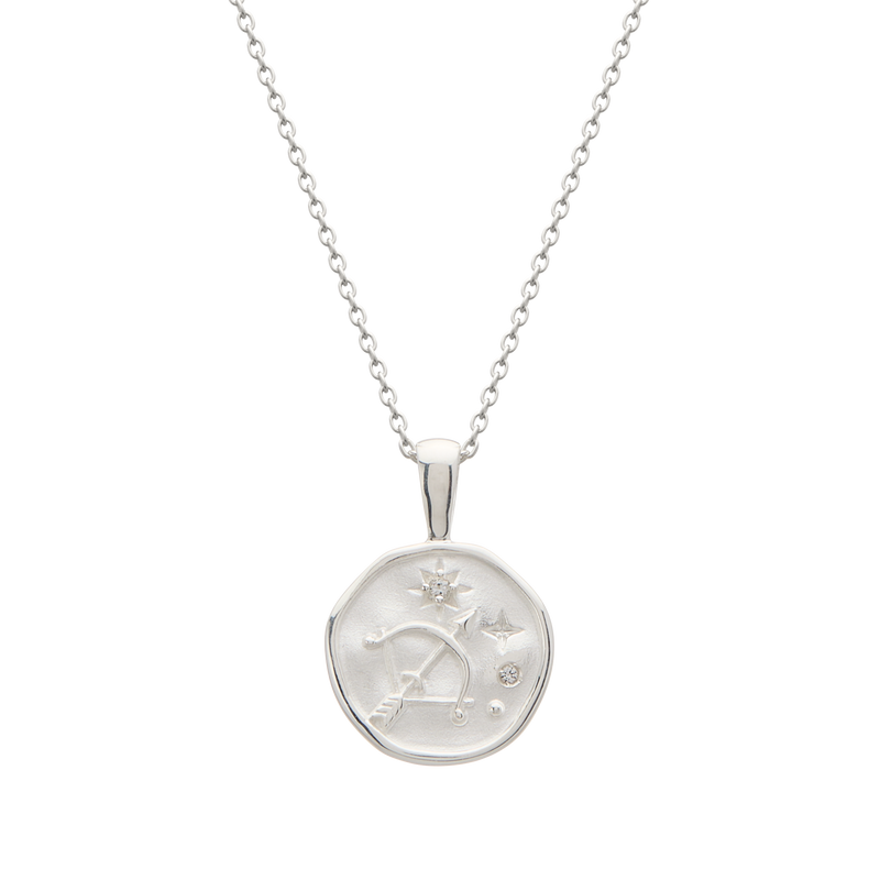 Murkani Sagittarius Necklace - Zodiac series - Silver front view