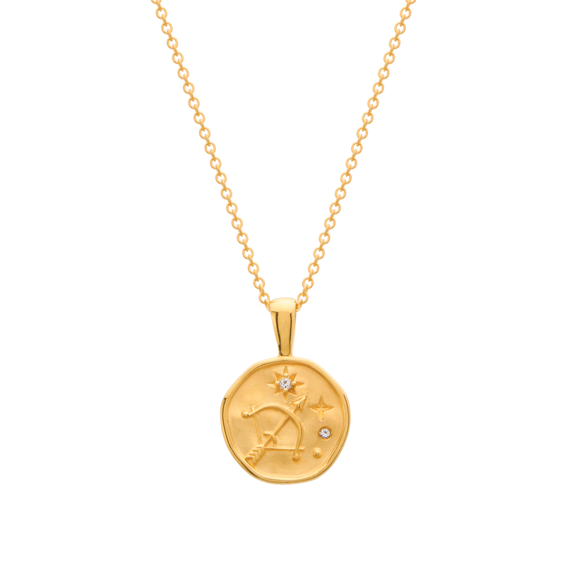 Murkani Sagittarius Necklace - Zodiac series - Gold front view