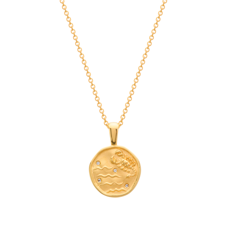 Murkani Scorpio Necklace - Zodiac series - Gold front view