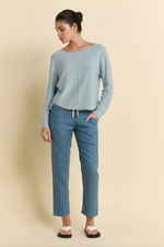 casual linen luxe pants for ladies by little lies in teal