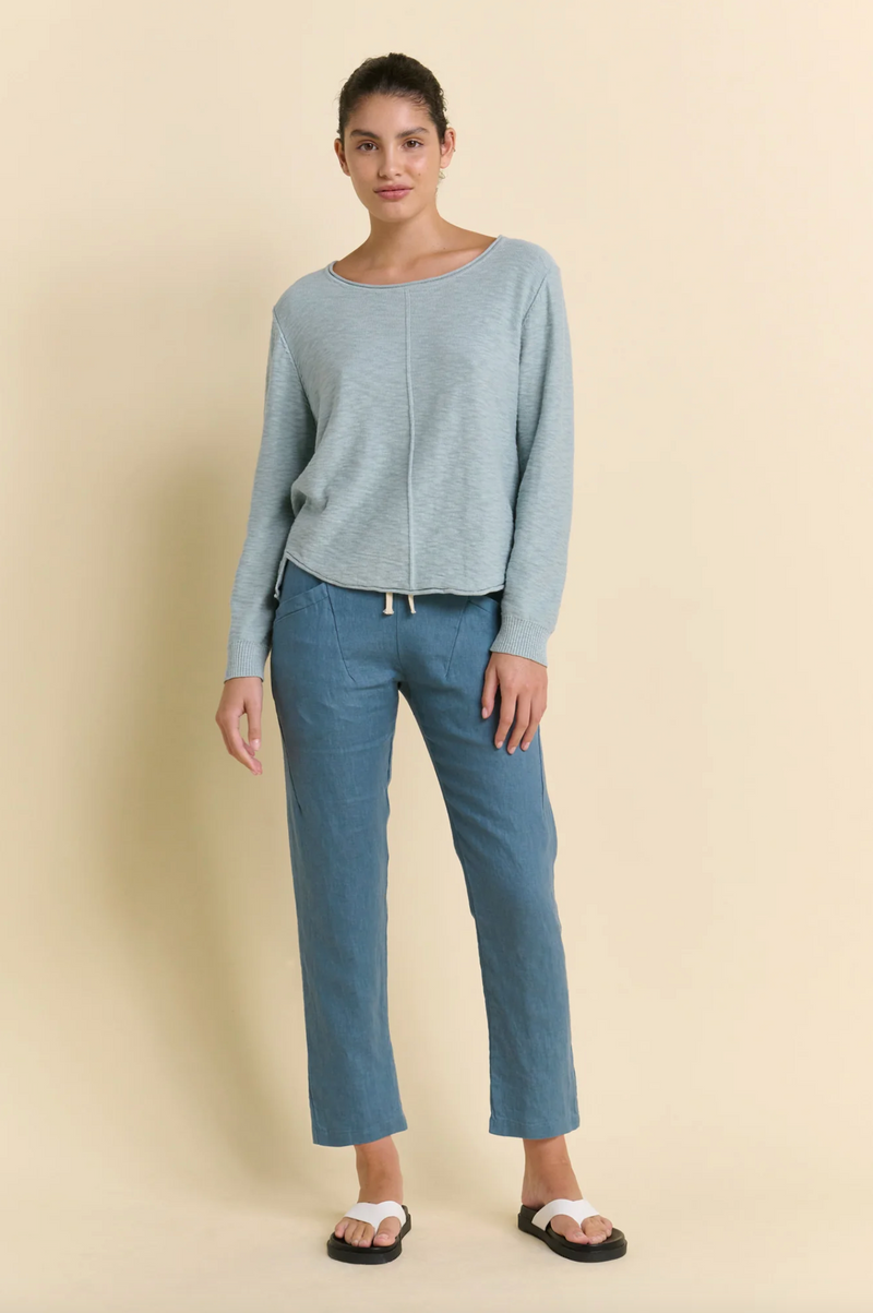 linen luxe pants in teal by little lies