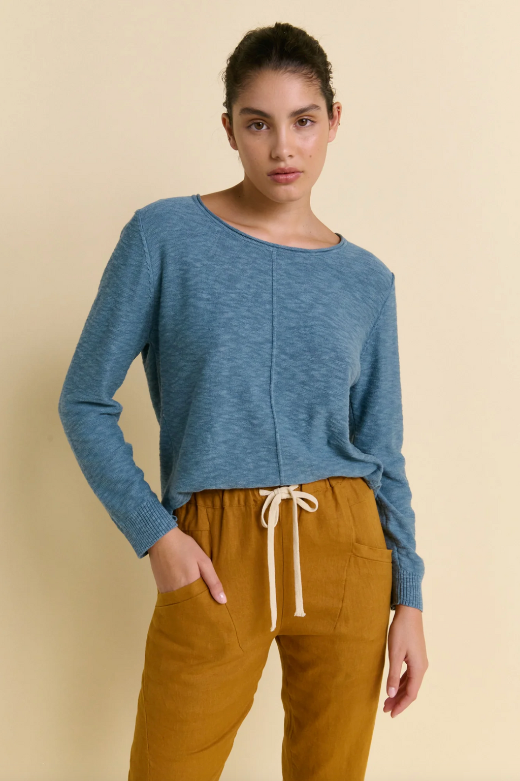 sacha top by little lies is a cotton long sleeve casual top