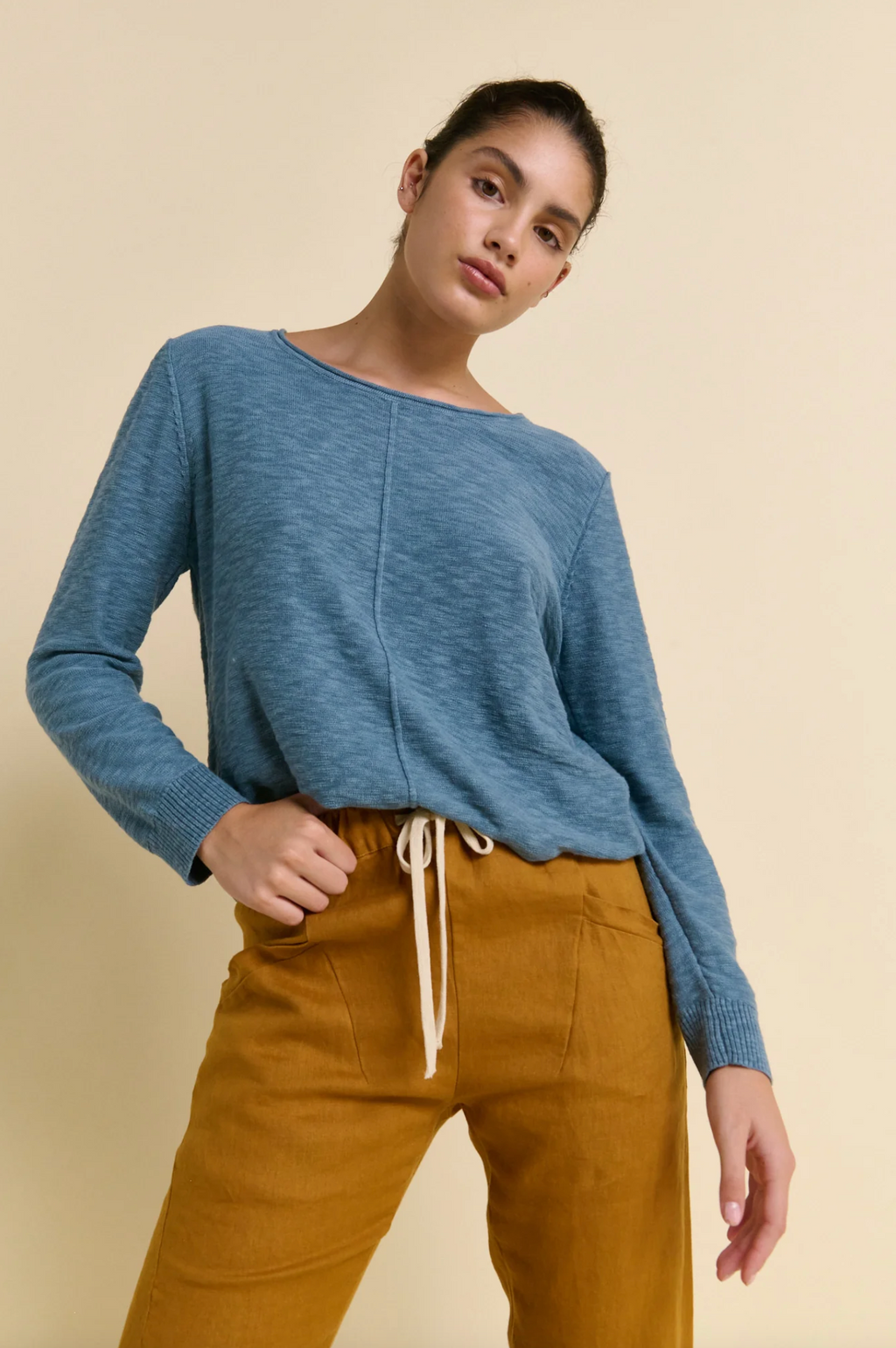 sacha top by little lies is a cotton long sleeve casual top