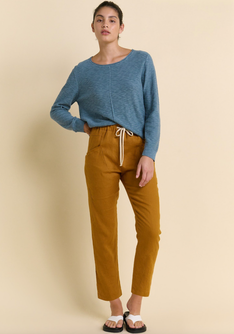 linen luxe pants by little lies in cinnamon