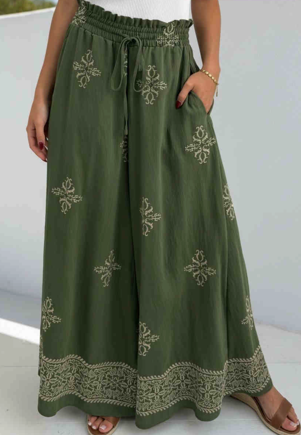 Olive Wide Leg Pants