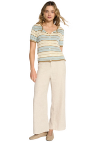 solene stripe button up by Little Lies is a knitted linen blend ee